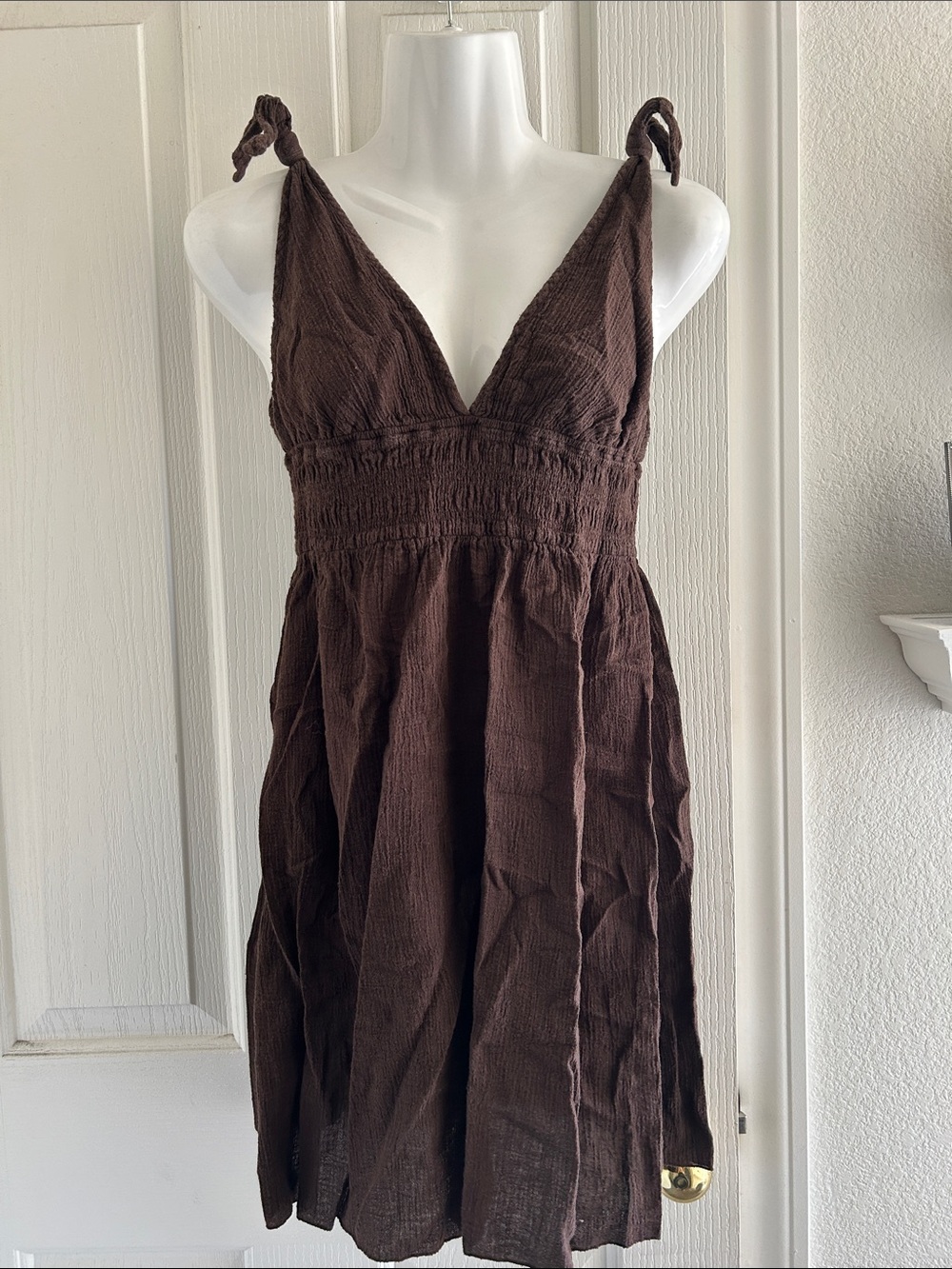 Lauren Ralph Lauren Brown Tie-Shoulder Swim Coverup